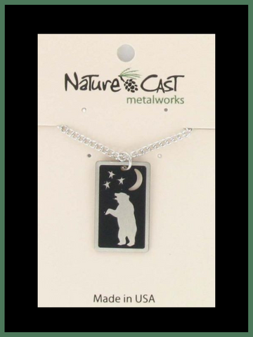 Necklace Dangle Rectangle Dancing Bear Under the Stars