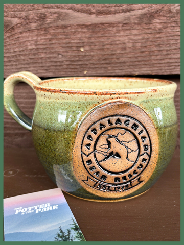 Handmade Pottery Soup Mug - BlueGreen Glaze With ABR Logo